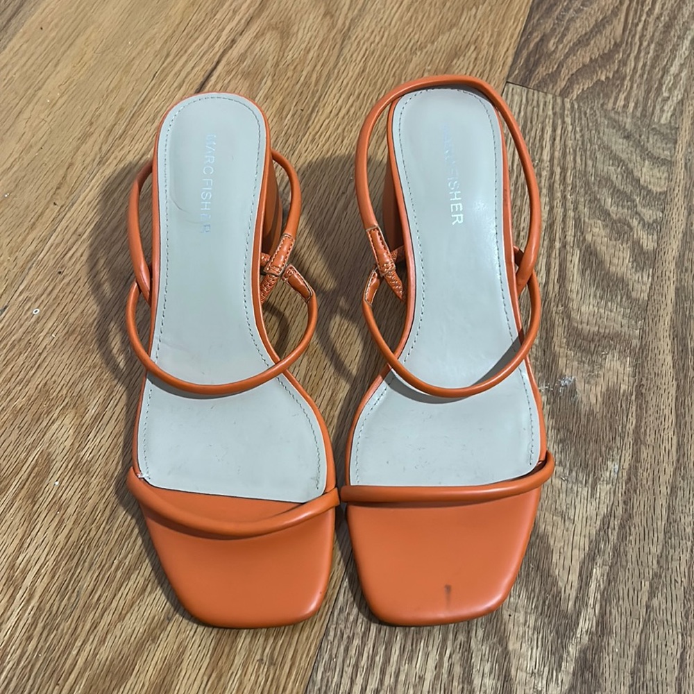 Marc Fisher orange strappy sandals size 8M - worn once, too big for me!